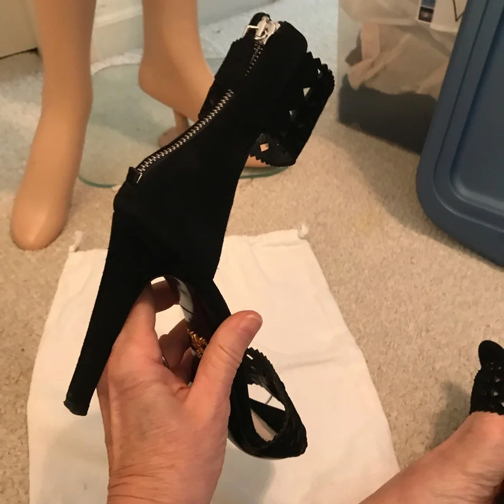 Prada suede pumps with cutouts 8 black $1140 gently worn cruise only - Picture 6 of 14